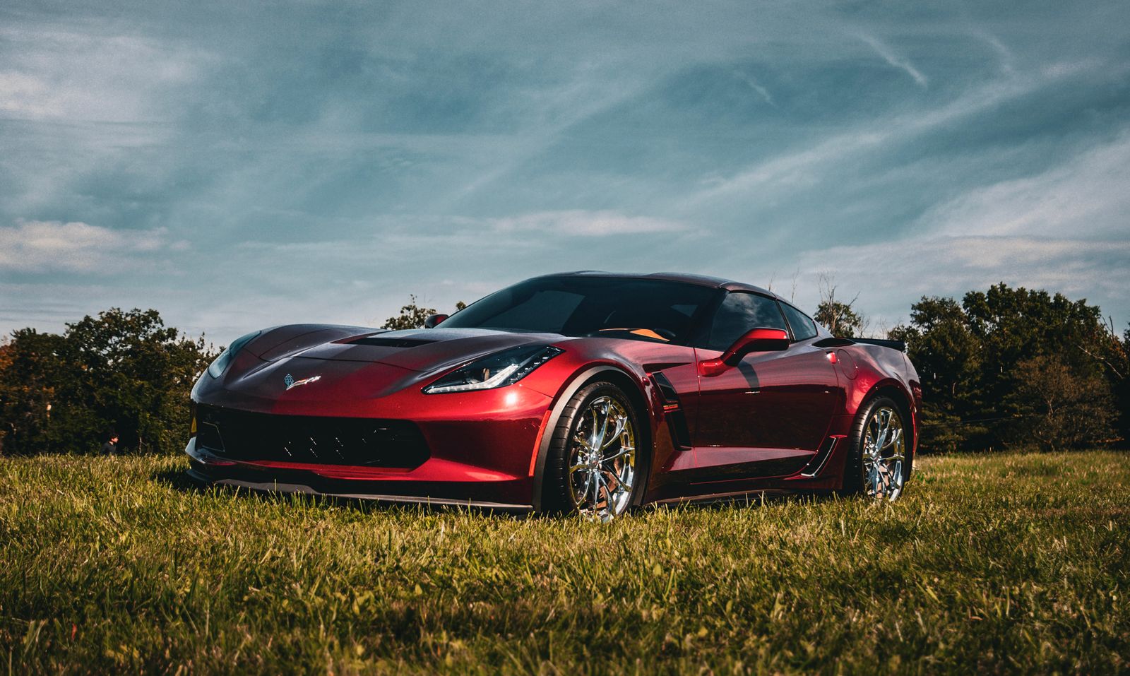 Chevrolet Corvette C7 Stingray in dark red, premium car rental in Georgia