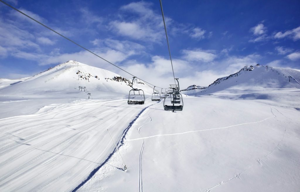 Snowy slopes of Gudauri in winter