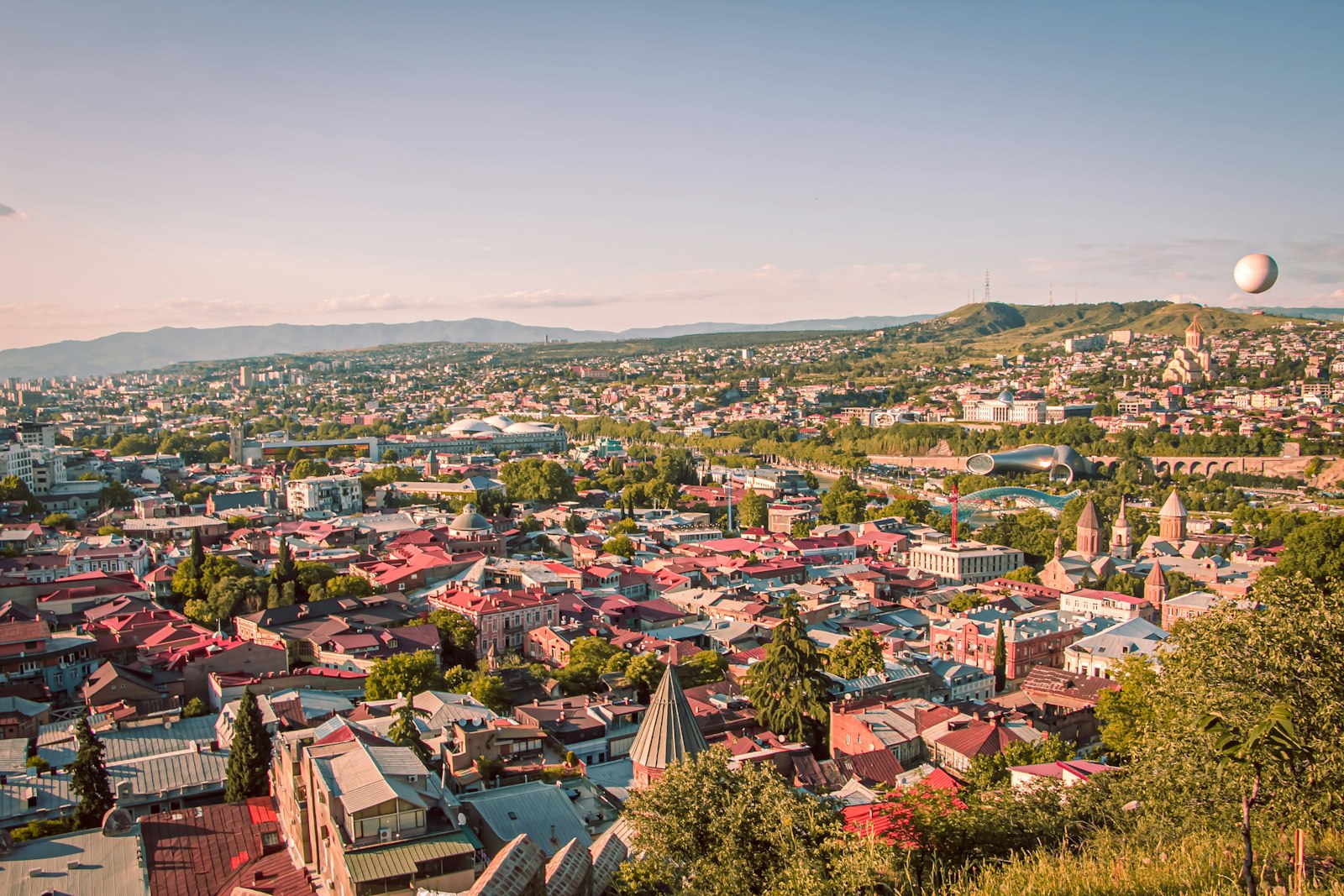 Tbilisi old town at sunset seen from Narikala